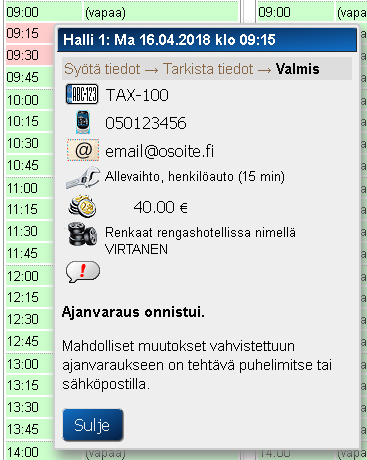 Vaihe 3: vahvistettu varaus