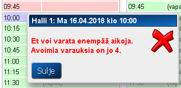 Liikaa varauksia